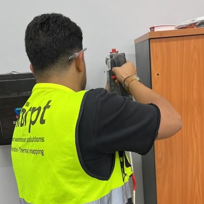 Skärpt technician installing a wireless sensor on site